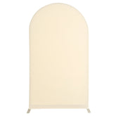 Lofaris Beige Spandex Fit Round Top Backdrop Wedding Arch Cover